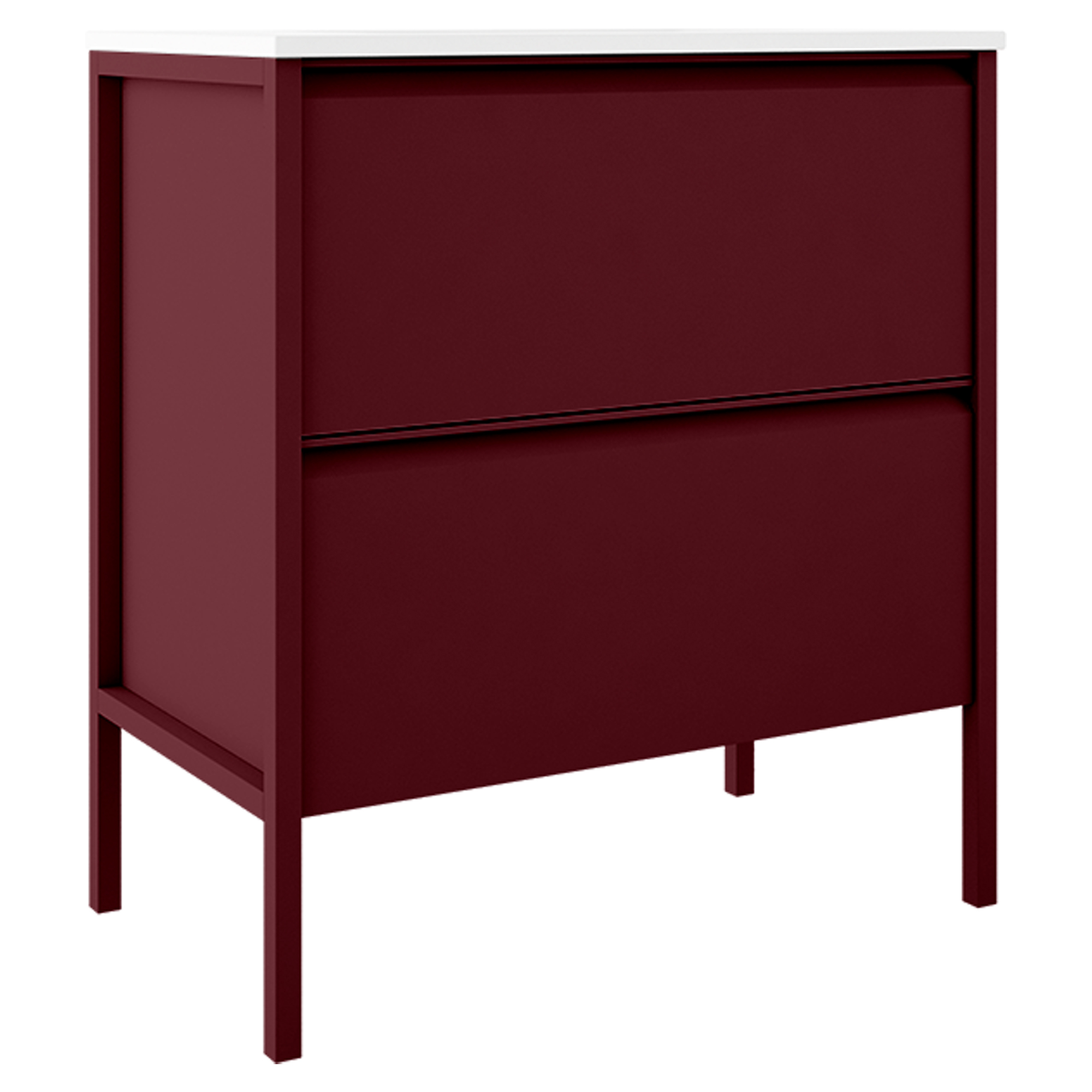 Underskab Tone Rød Mat 80 cm, 2 Skuffer med Vask