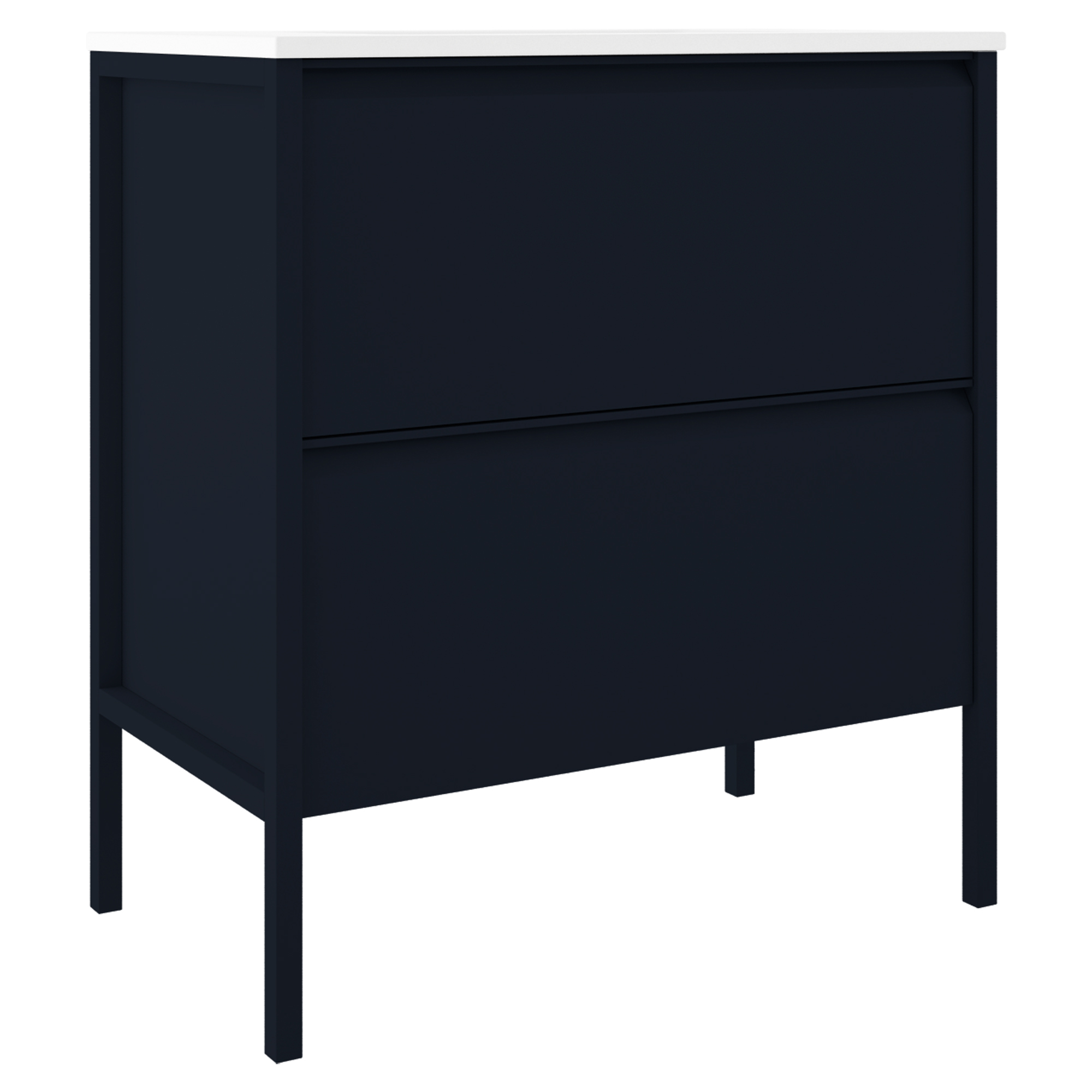 Underskab Tone Mørkeblå Mat 80 cm, 2 Skuffer med Vask