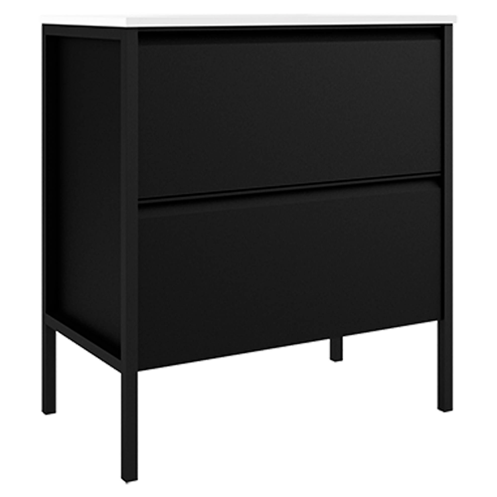 Underskab Tone Sort Mat 80 cm, 2 Skuffer med Vask