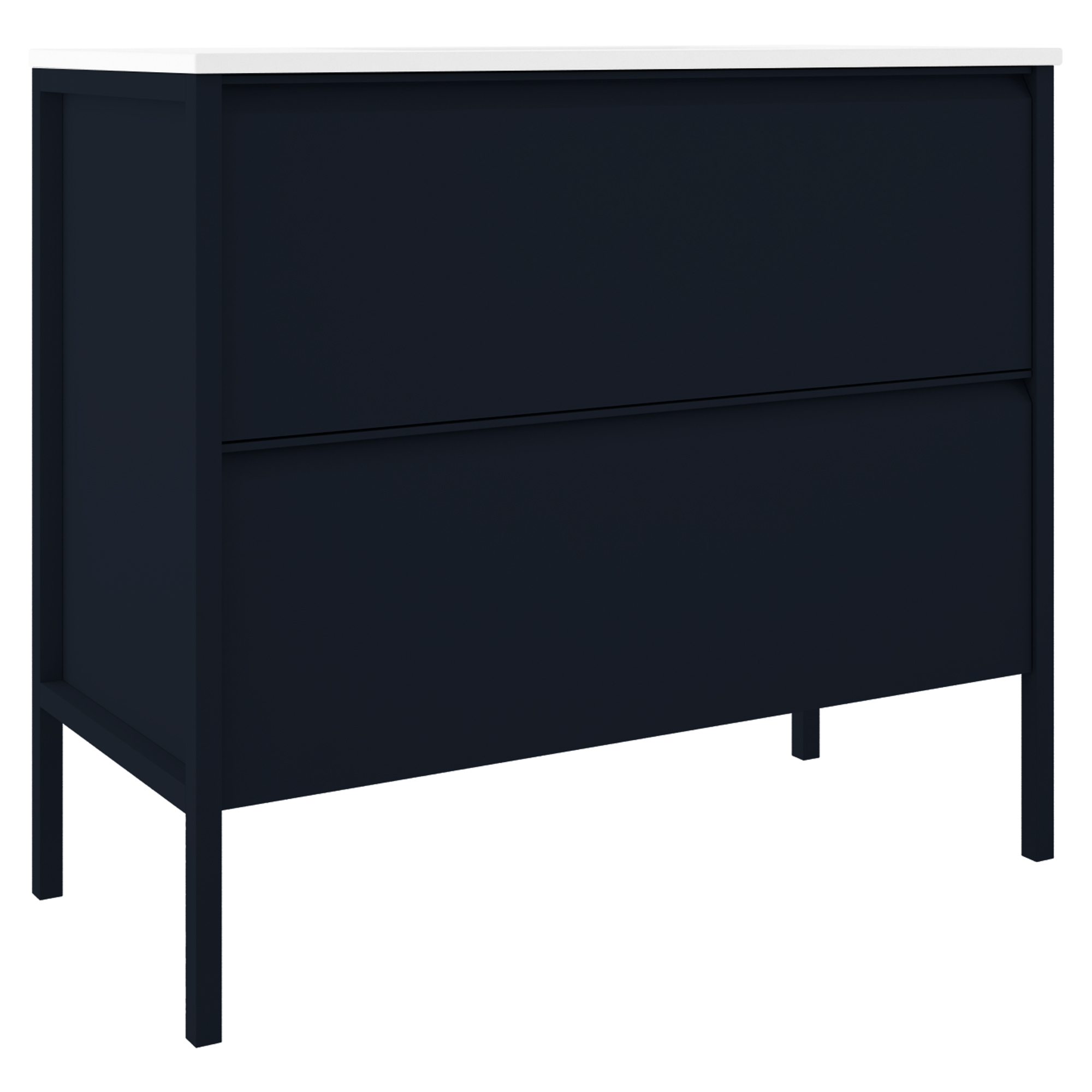 Underskab Tone Mørkeblå Mat 100 cm, 2 Skuffer med Vask