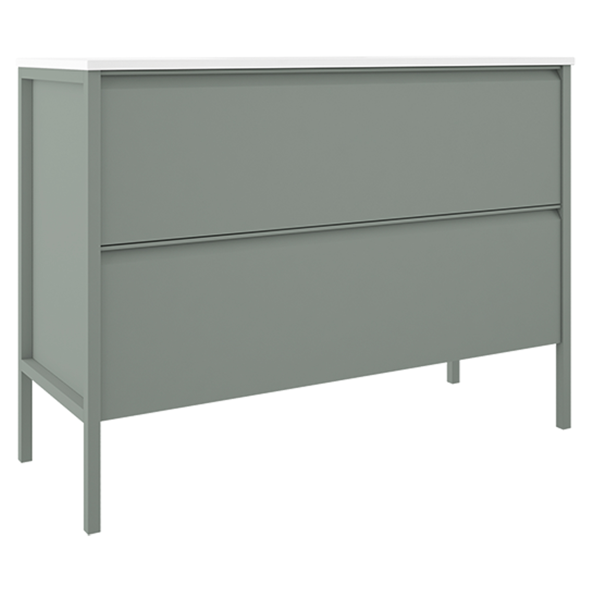 Underskab Tone Oliven Mat 120 cm, 2 Skuffer med Vask