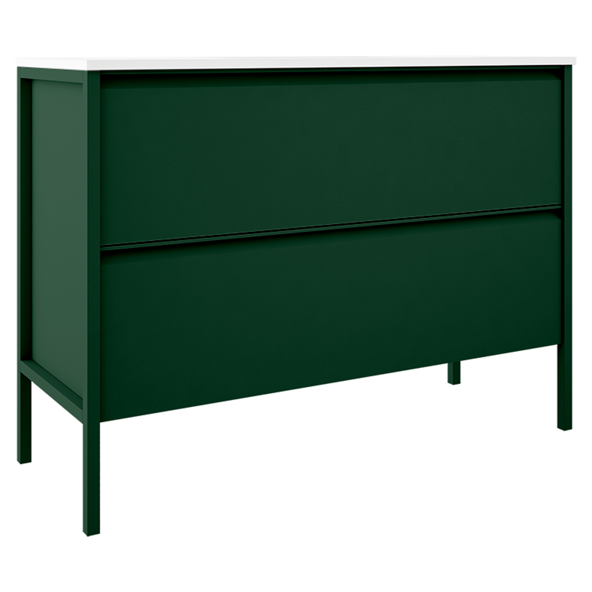 Underskab Tone Grøn Mat 120 cm, 2 Skuffer med Vask