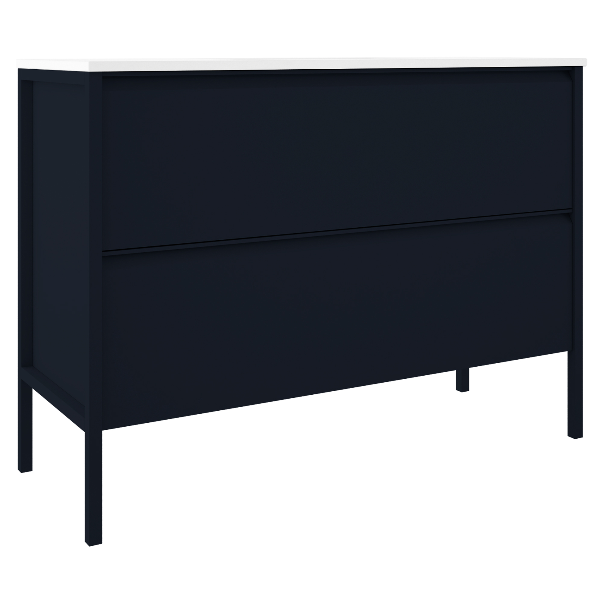 Underskab Tone Mørkeblå Mat 120 cm, 2 Skuffer med Vask