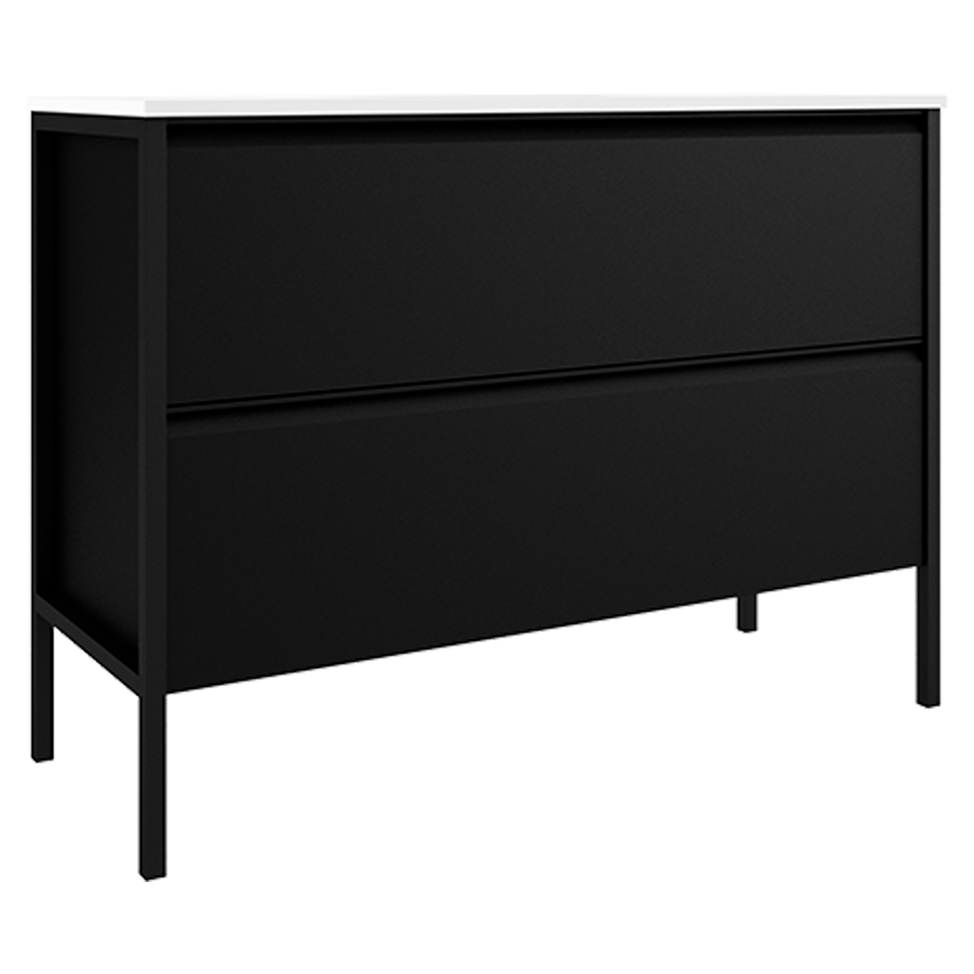Underskab Tone Sort Mat 120 cm, 2 Skuffer med Vask
