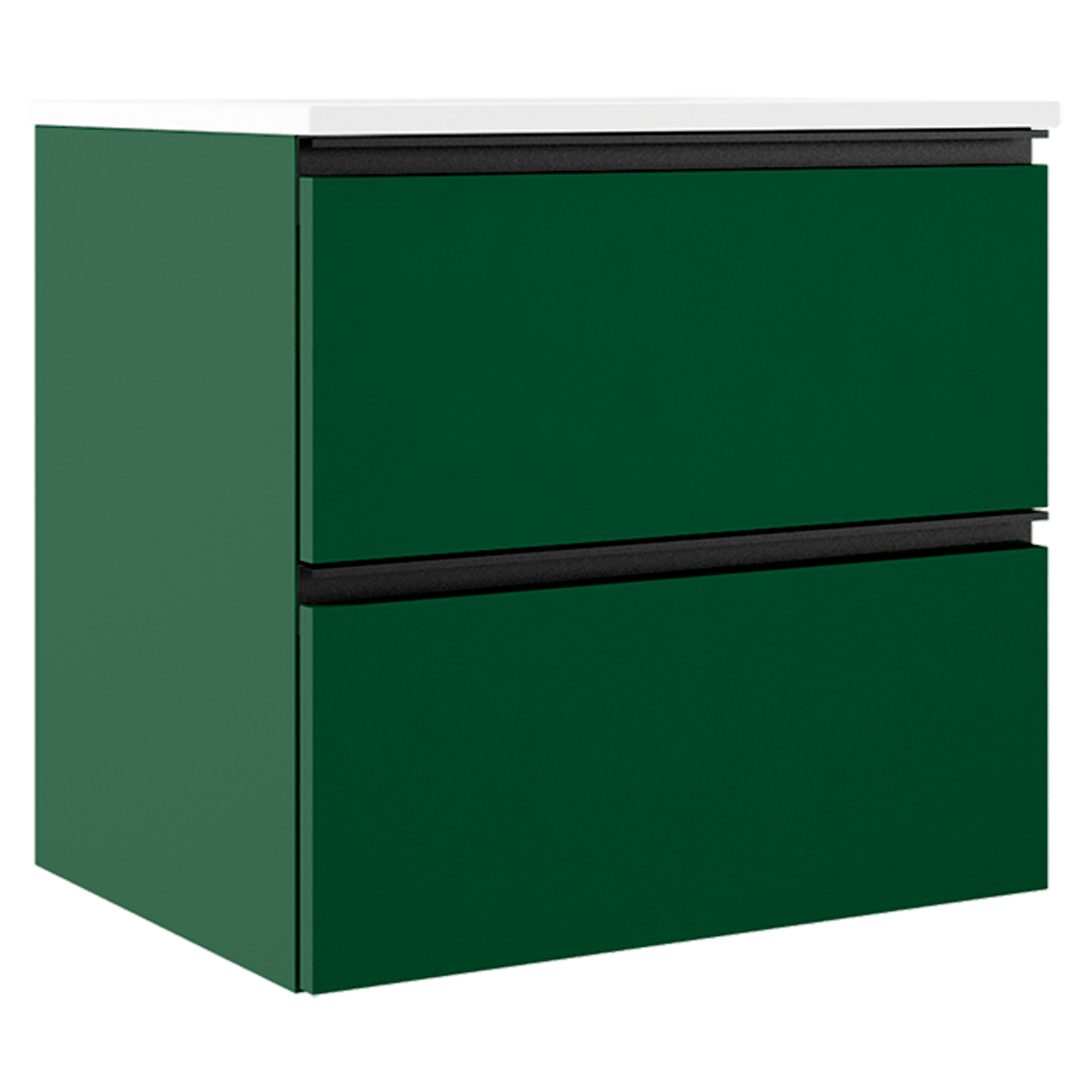Underskab Luna Grøn Mat 60 cm med Vask Hvid Blank
