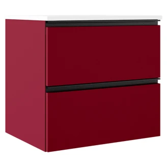 Underskab <strong>Luna</strong>  Rød Mat 60 cm med Vask Hvid Blank