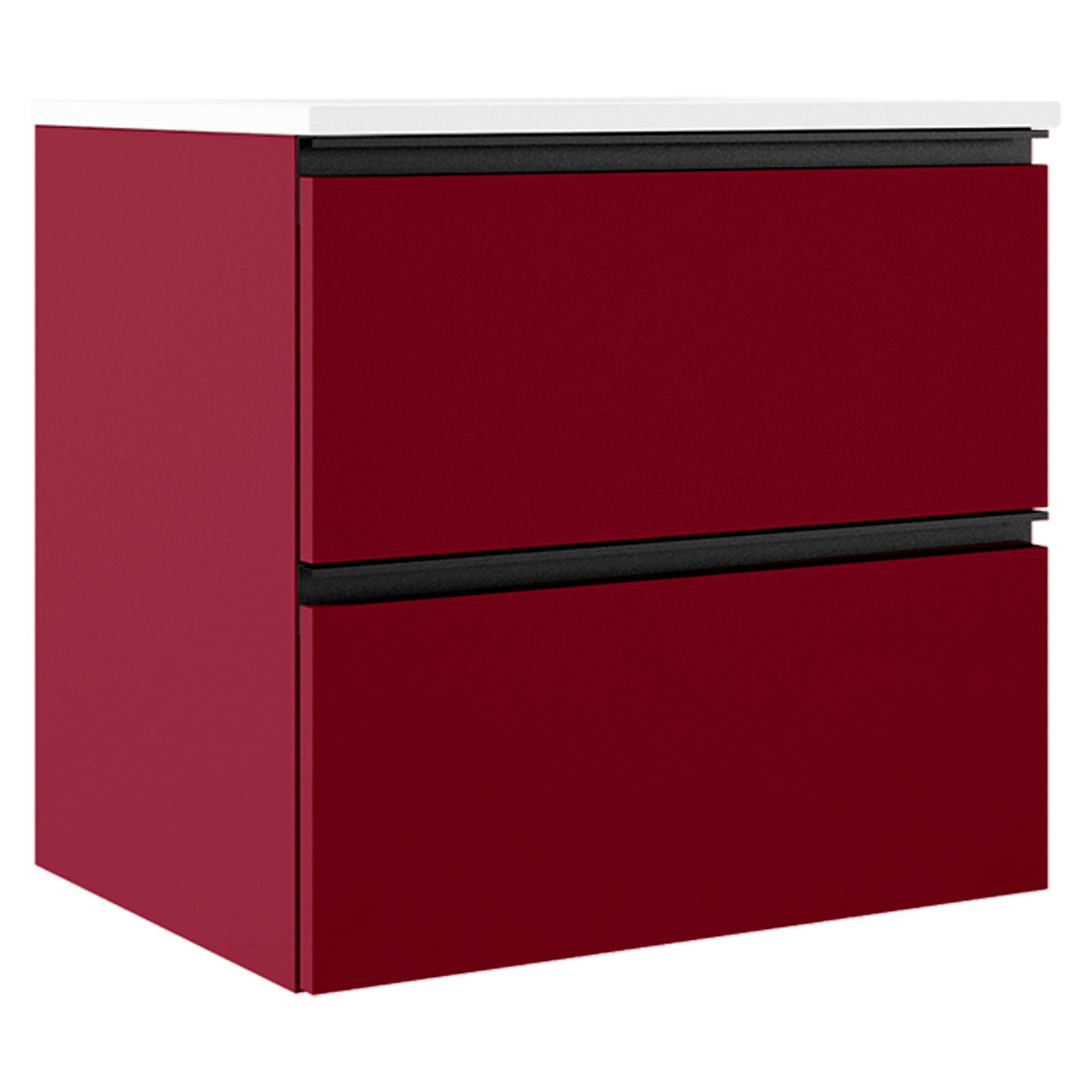 Underskab Luna Rød Mat 60 cm med Vask Hvid Blank