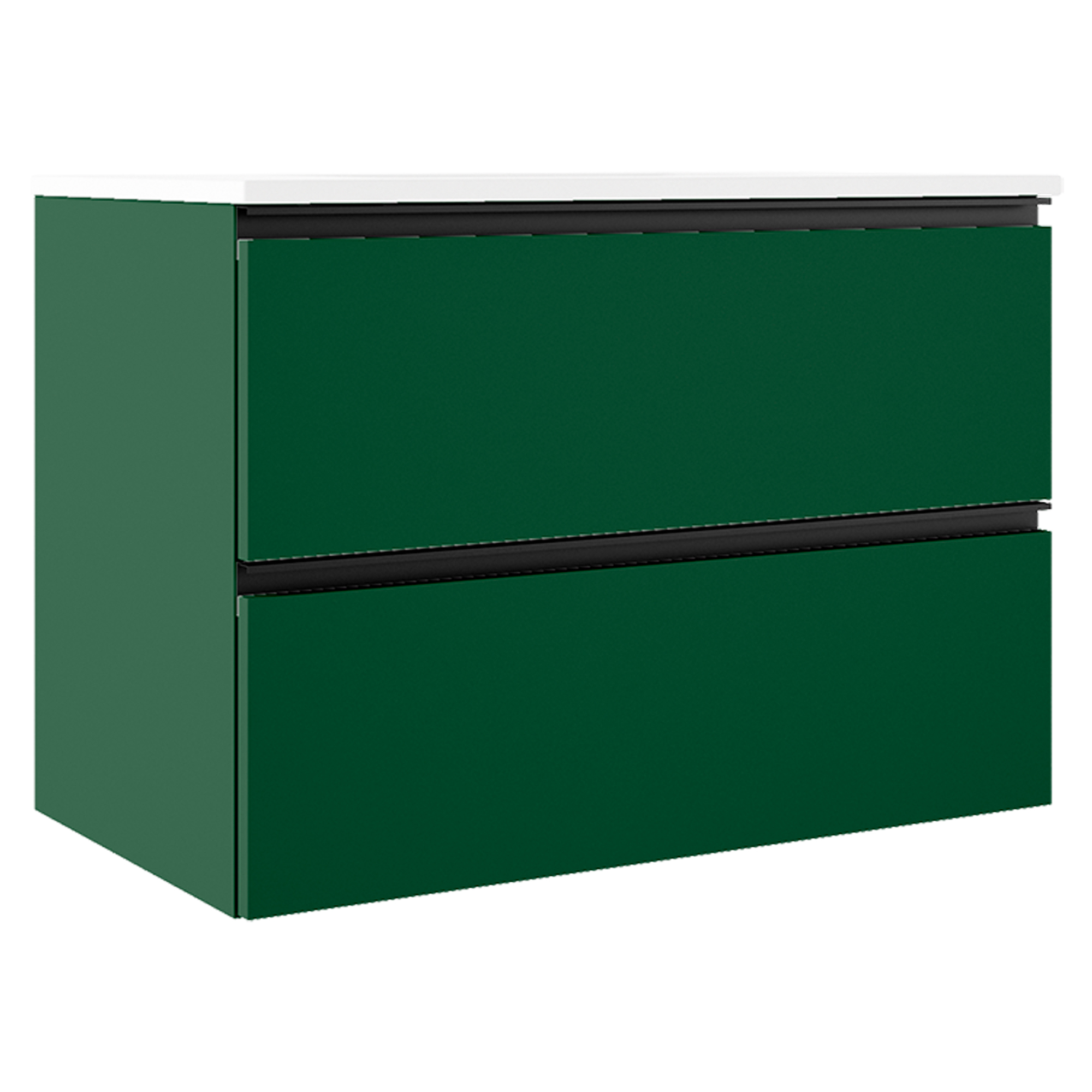 Underskab Luna Grøn Mat 80 cm med Vask Hvid Blank