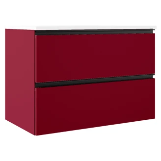 Underskab <strong>Luna</strong>  Rød Mat 80 cm med Vask Hvid Blank