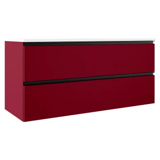 Underskab <strong>Luna</strong>  Rød Mat 120 cm med Vask Hvid Blank