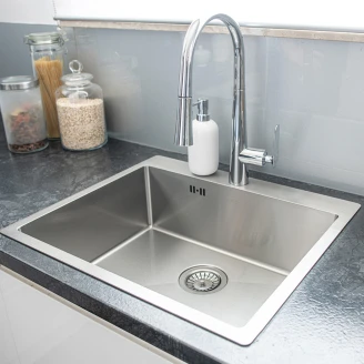 Rostfrit Stål Køkkenvask <strong>Orviane</strong>  Krom Mat 51x59 cm med Vandlås