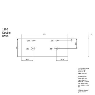 Cosentino Bordplade <strong>Dekton</strong>  Sort Mat 120 cm