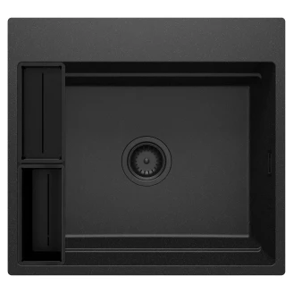 Granit Køkkenvask <strong>Magnetic</strong>  Metallic Grafit Mat 56x52 cm med Vandlås