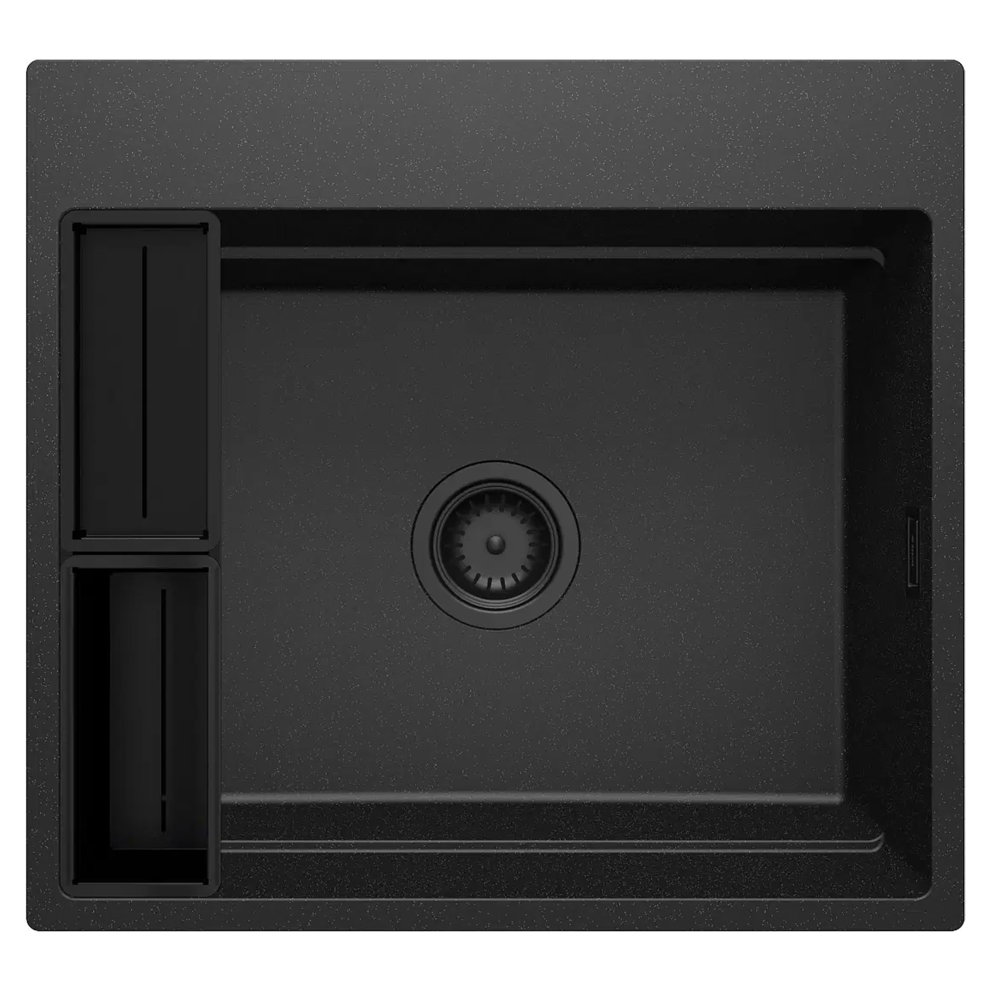 Granit Køkkenvask Magnetic Metallic Grafit Mat 56x52 cm med Vandlås
