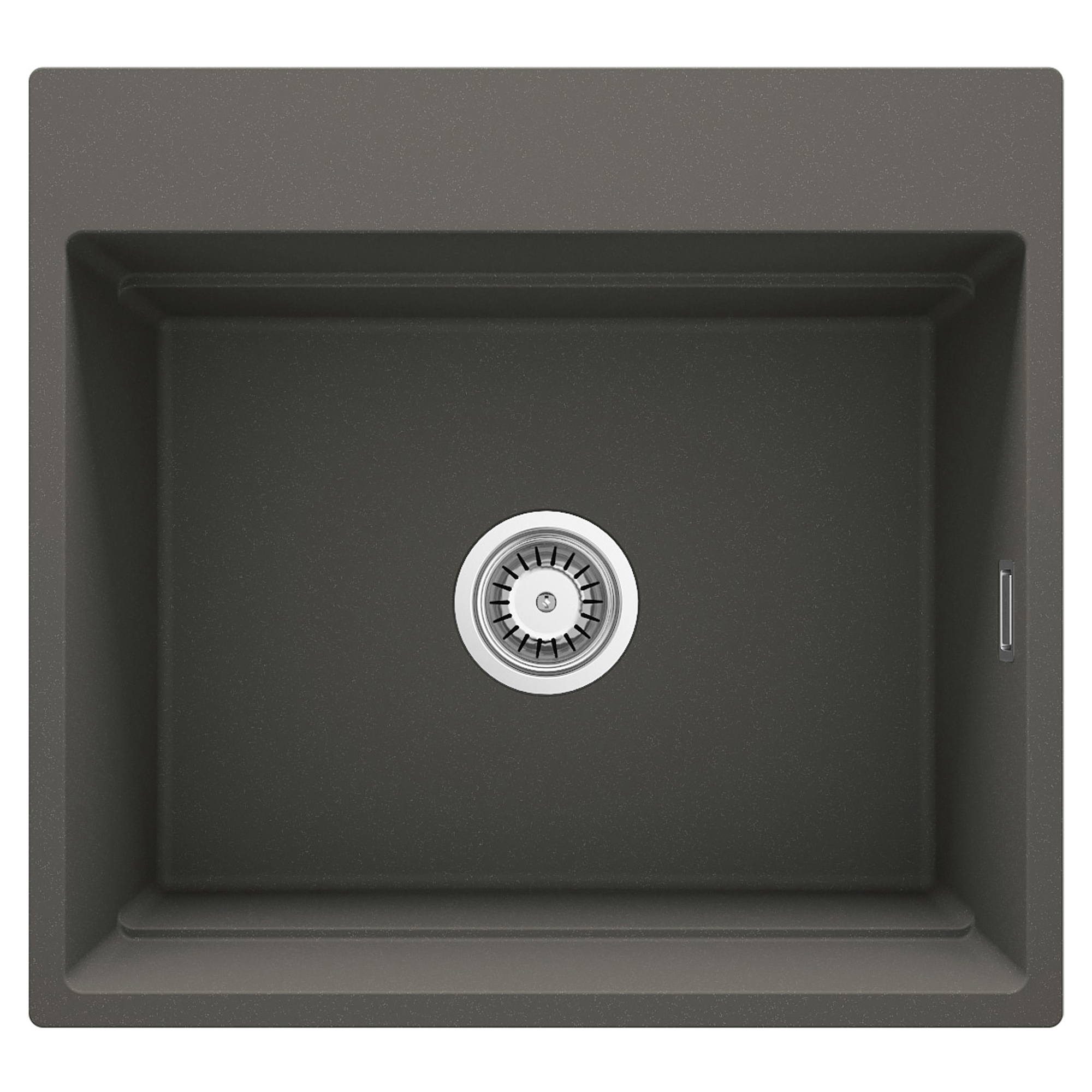 Granit Køkkenvask Magnetic Antracit Metallic Mat 56x52 cm med Vandlås