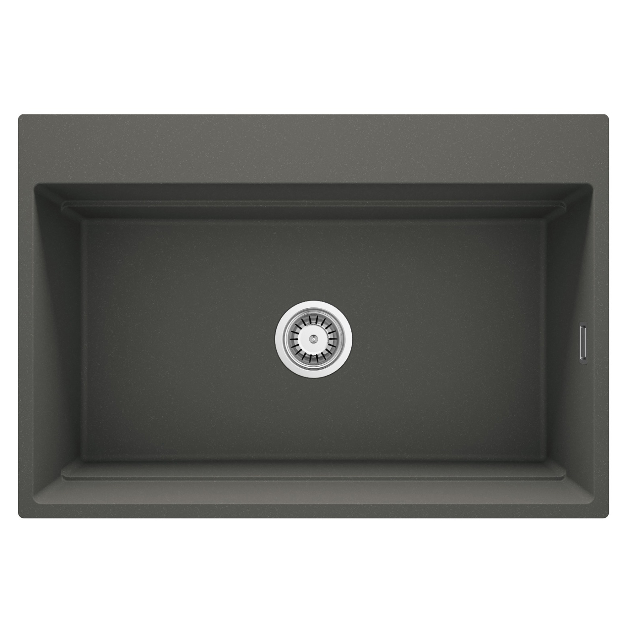 Granit Køkkenvask Magnetic Antracit Metallic Mat 76x52 cm med Vandlås