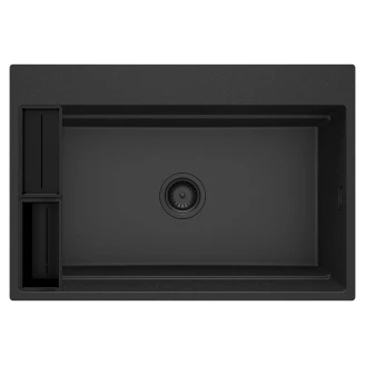 Granit Køkkenvask <strong>Magnetic</strong> Metallic Grafit Mat 76x52 cm med Vandlås