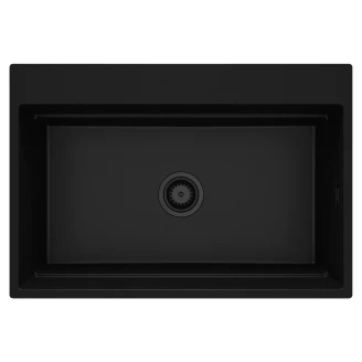 Granit Køkkenvask <strong>Magnetic</strong>  Sort Mat 76x52 cm med Vandlås