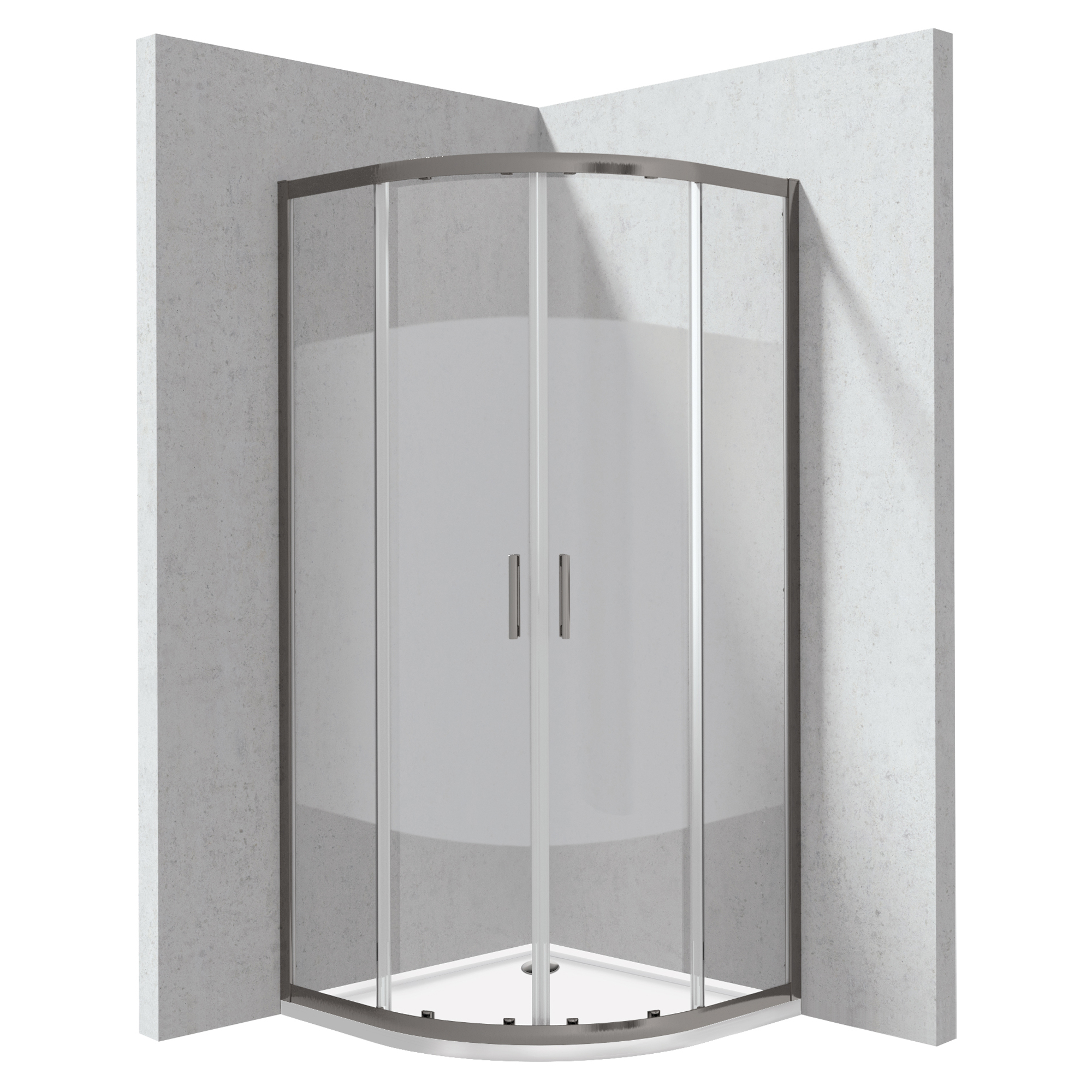 Duschhörn med Duschkar Funkia Evo Rund Titanium 90x90 cm Randigt Mönster