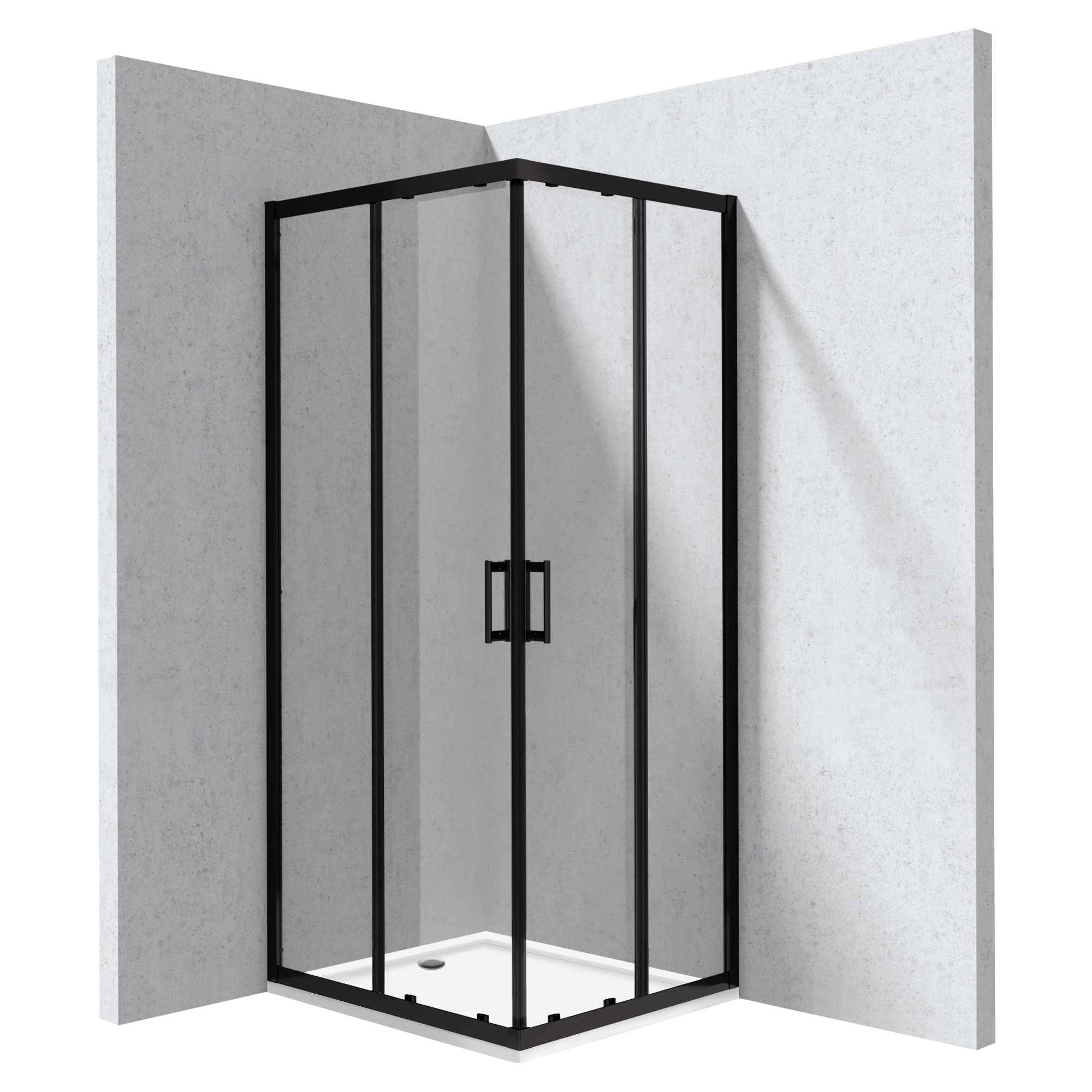 Duschhörn med Duschkar Funkia Evo Rektangulär Svart 80x90 cm