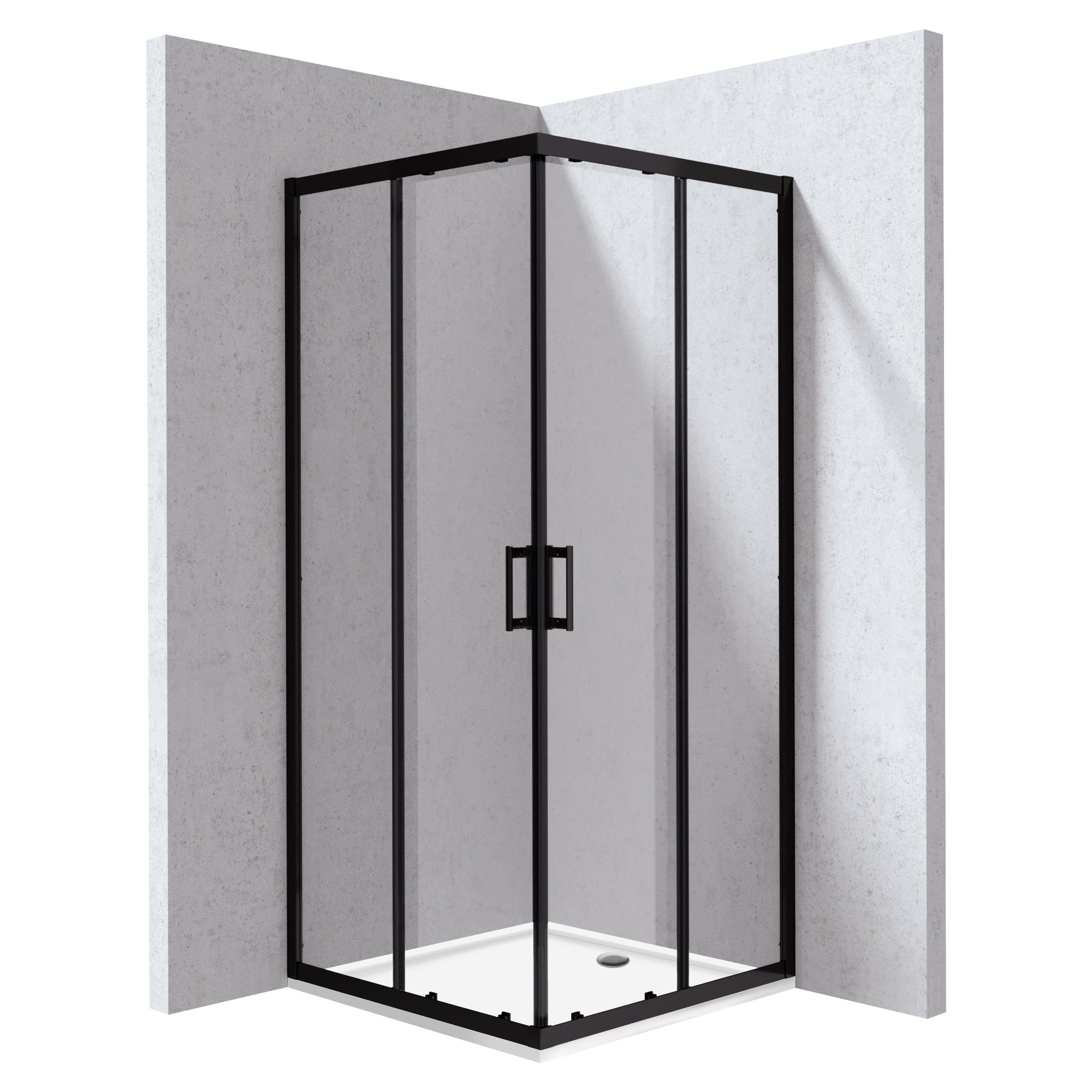 Duschhörn med Duschkar Funkia Evo Kvadratisk Svart 80x80 cm