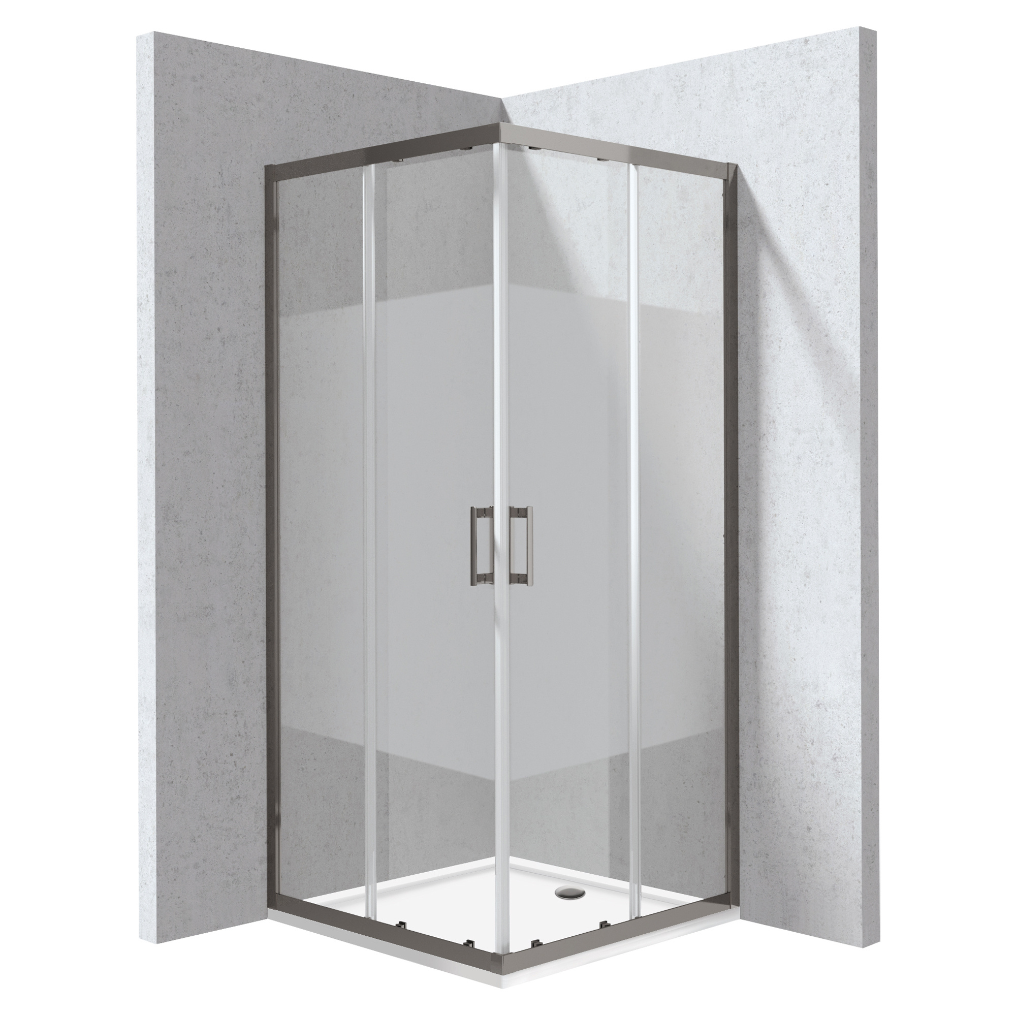 Duschhörn med Duschkar Funkia Evo Kvadratisk Titanium 80x80 cm Randigt Mönster