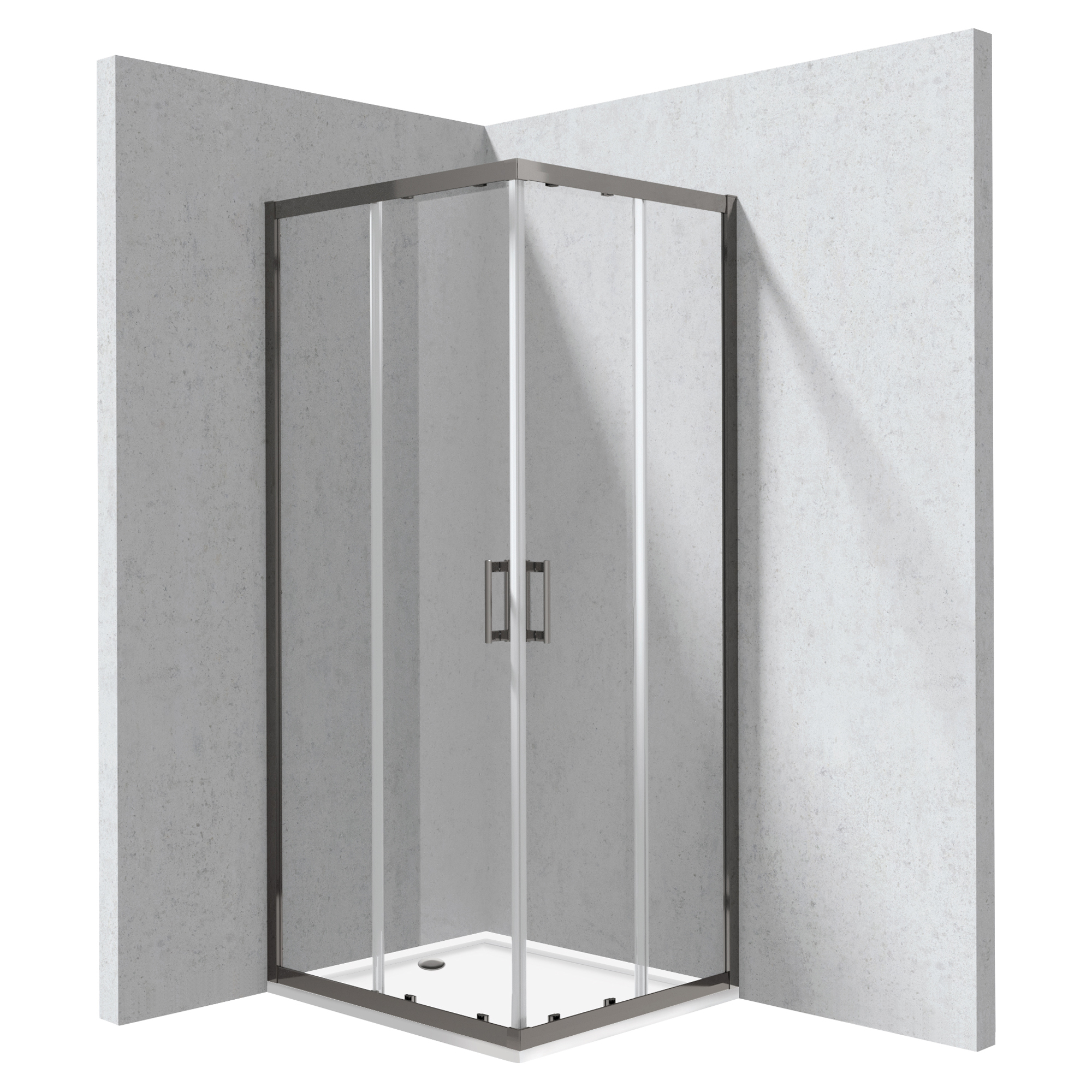 Duschhörn med Duschkar Funkia Evo Rektangulär Titanium 80x90 cm
