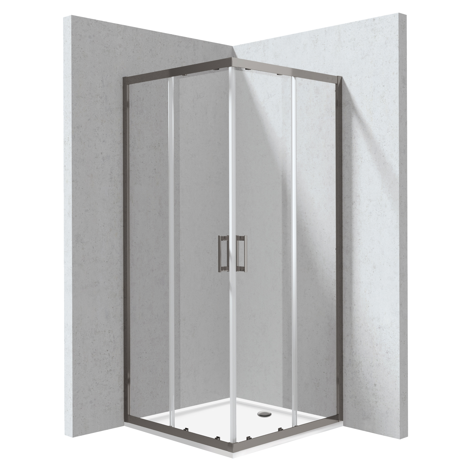 Duschhörn med Duschkar Funkia Evo Kvadratisk Titanium 80x80 cm