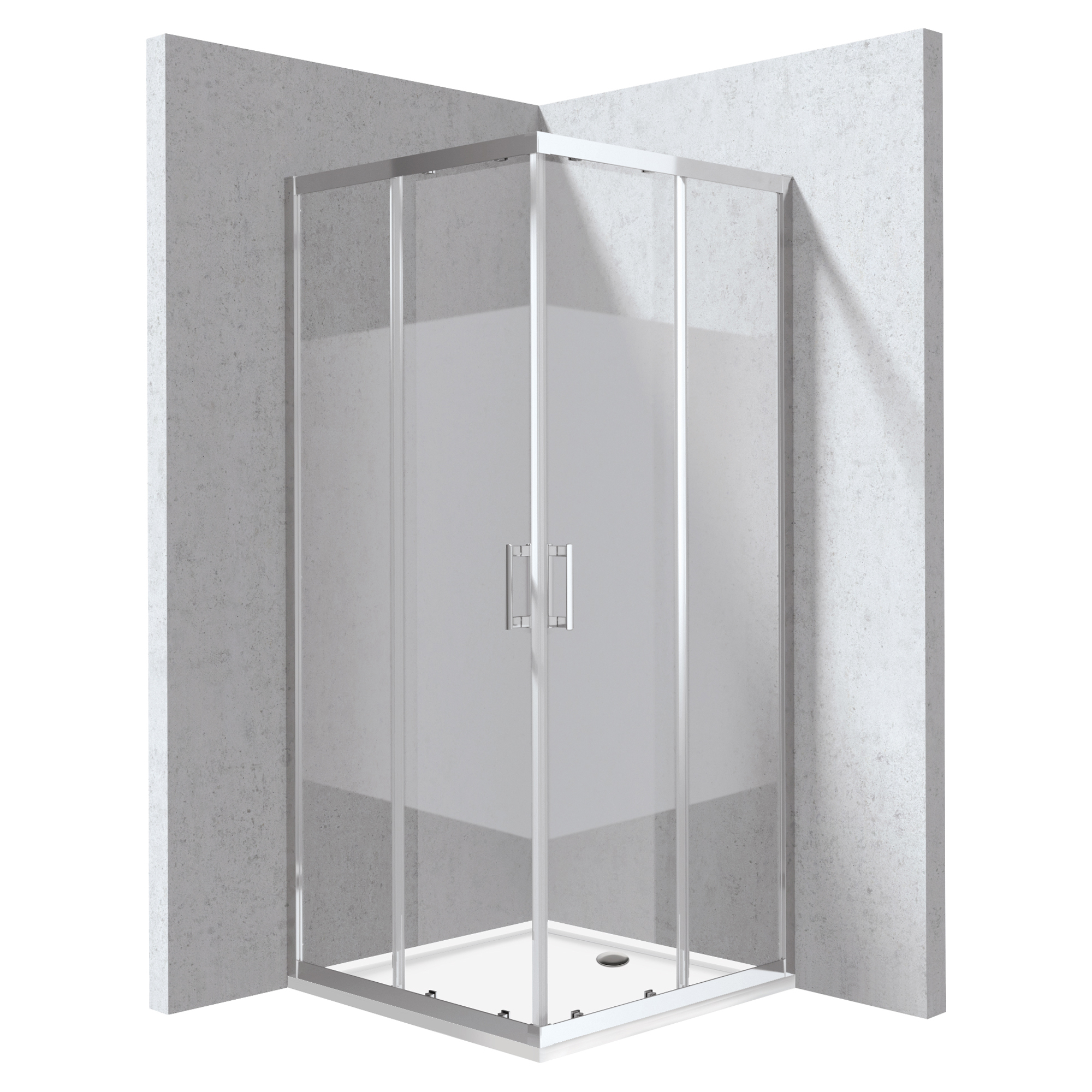 Duschhörn med Duschkar Funkia Evo Kvadratisk Titanium 90x90 cm Randigt Mönster
