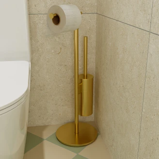Omnires Toiletpapirholder & Børste <strong>Modern Project</strong>  Guld Mat