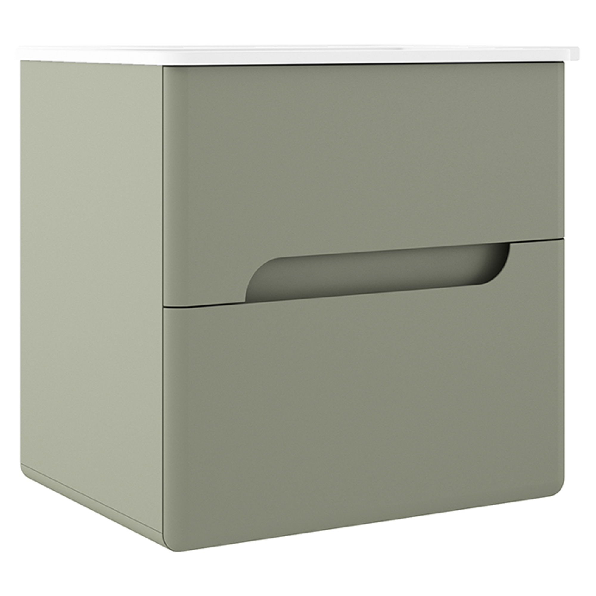 Underskab Rondo Oliven Mat 60 cm med Vask Hvid Blank