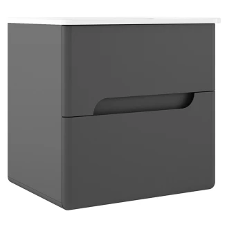 Underskab <strong>Rondo</strong>  Mørkegrå Mat 60 cm med Vask Hvid Blank