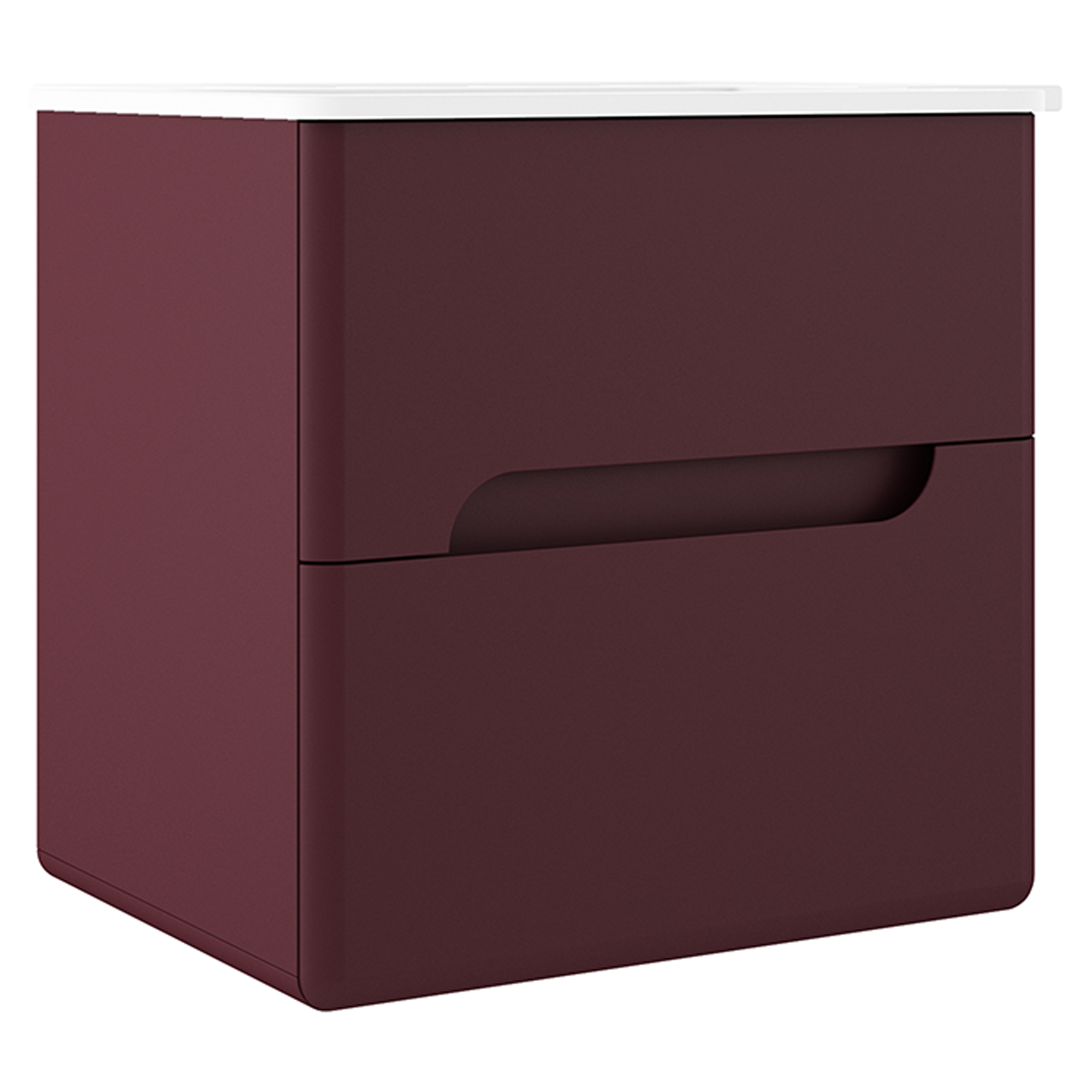 Underskab Rondo Rød Mat 60 cm med Vask Hvid Blank