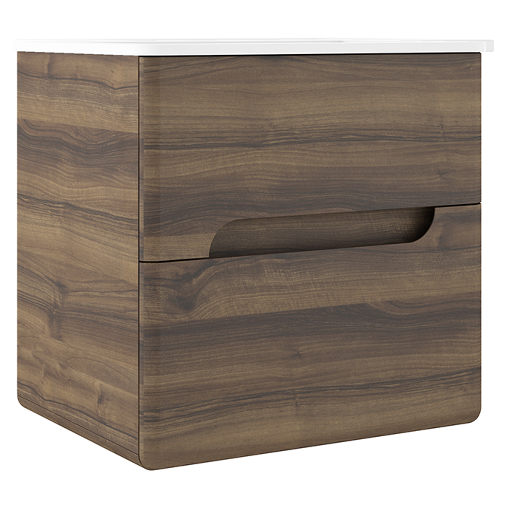 Underskab Rondo Valnød Mat 60 cm med Vask Hvid Blank