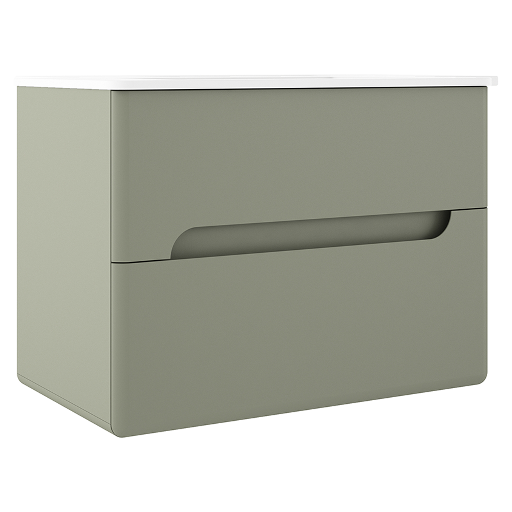 Underskab Rondo Oliven Mat 80 cm med Vask Hvid Blank