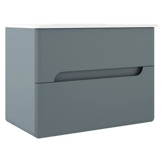 Underskab <strong>Rondo</strong>  Blå Mat 80 cm med Vask Hvid Blank