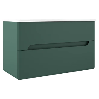 Underskab <strong>Rondo</strong>  Grøn Mat 100 cm med Vask Hvid Blank