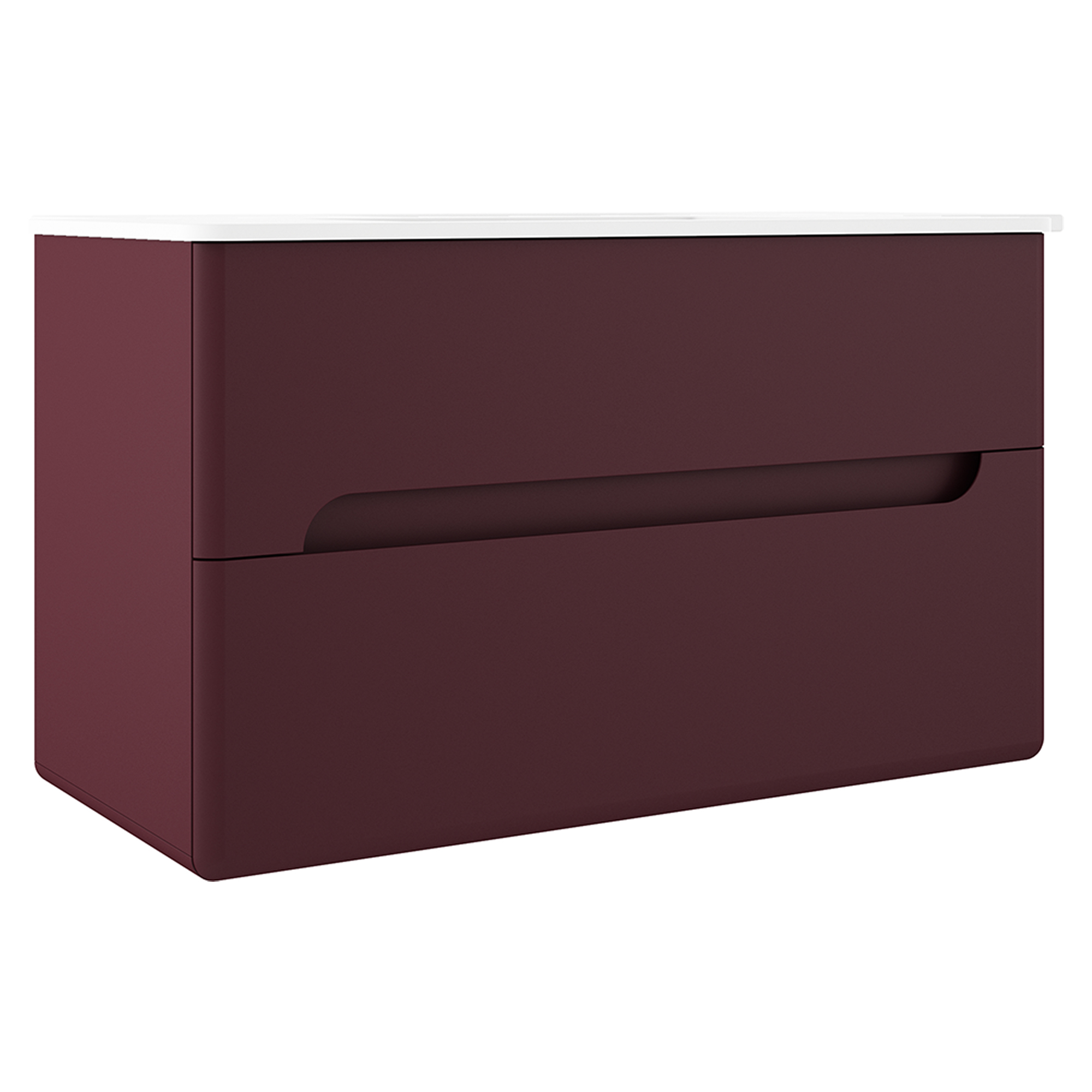 Underskab Rondo Rød Mat 100 cm med Vask Hvid Blank