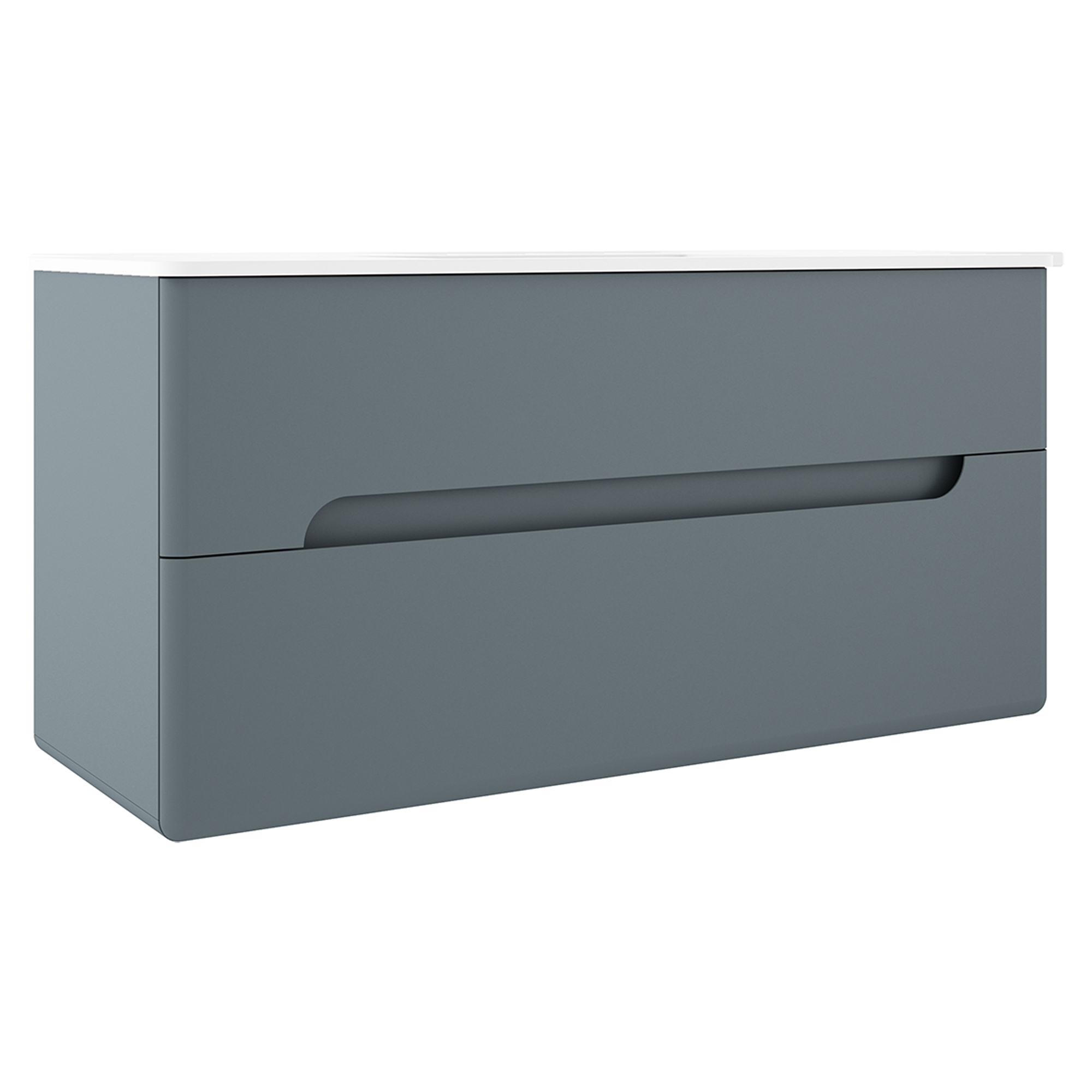 Underskab Rondo Blå Mat 120 cm med Vask Hvid Blank