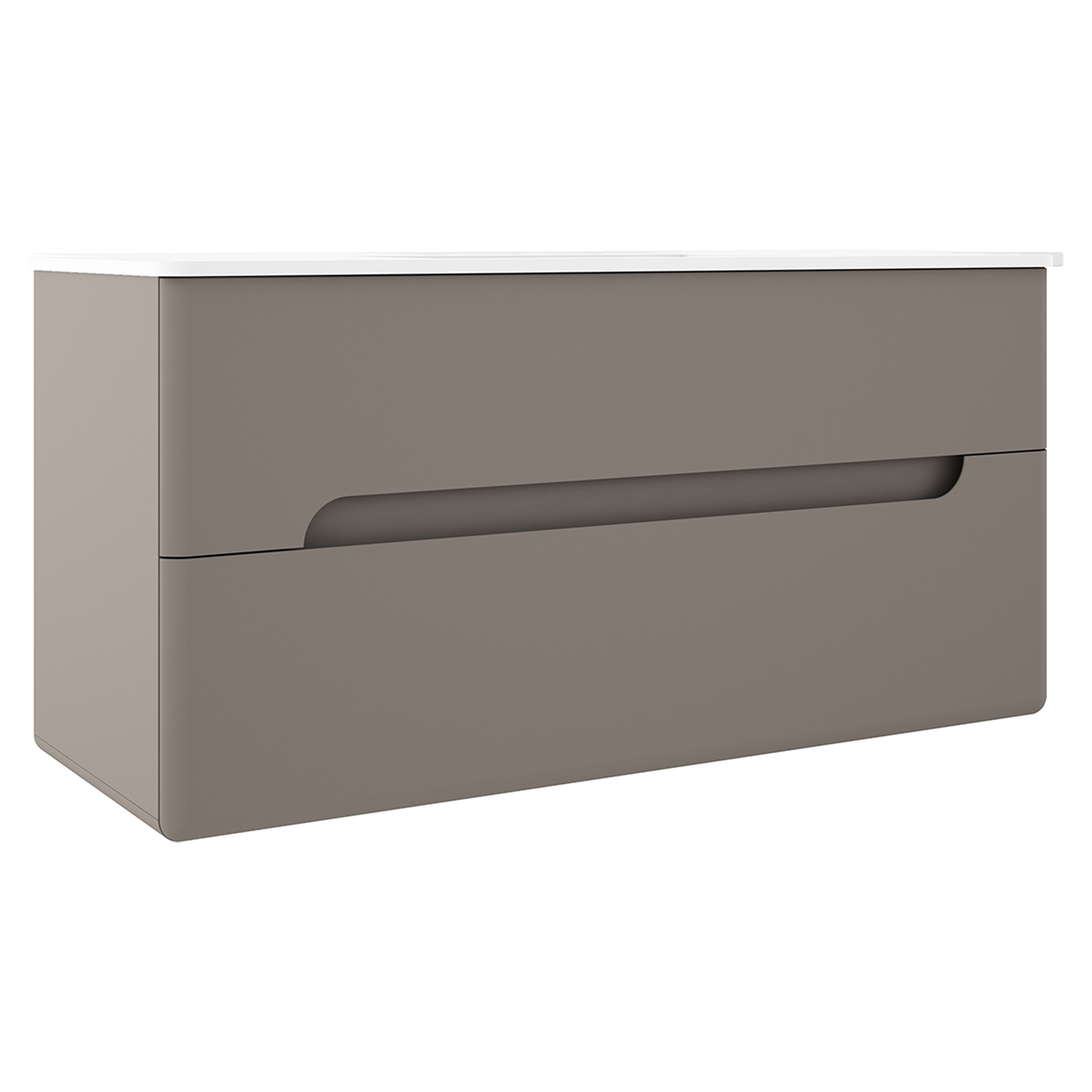 Underskab Rondo Grå Mat 120 cm med Vask Hvid Blank