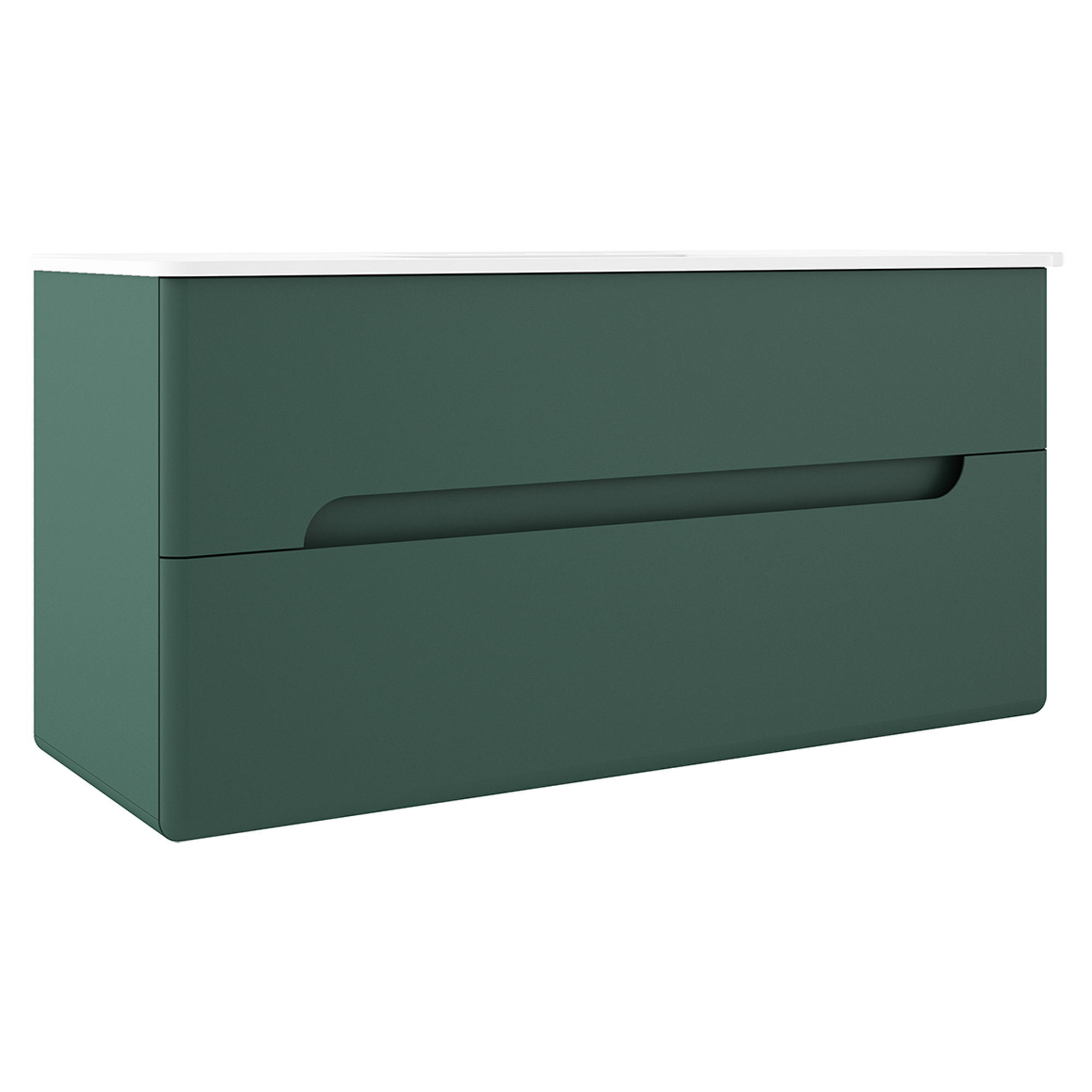 Underskab Rondo Grøn Mat 120 cm med Vask Hvid Blank
