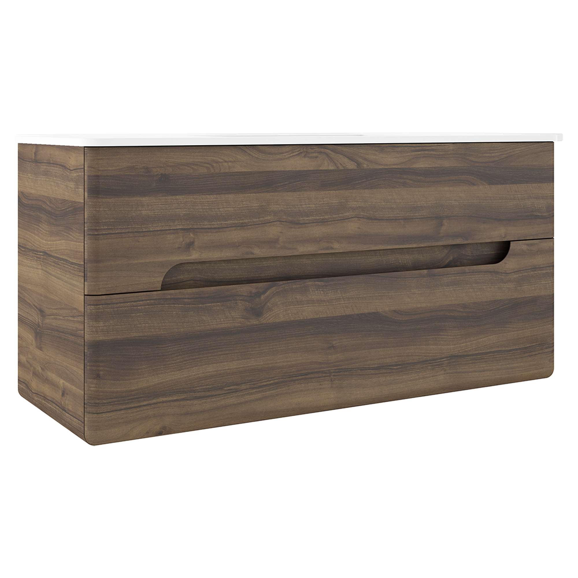 Underskab Rondo Valnød Mat 120 cm med Vask Hvid Blank