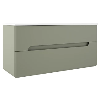 Dobbelt Underskab <strong>Rondo</strong>  Oliven Mat 120 cm med Vask Hvid Blank