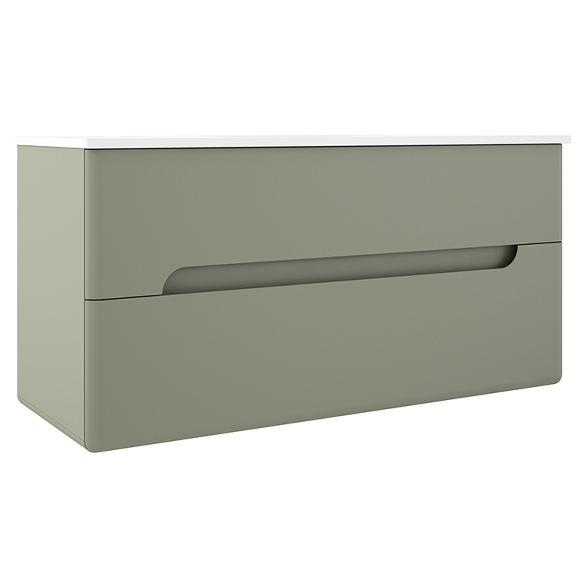 Dobbelt Underskab Rondo Oliven Mat 120 cm med Vask Hvid Blank