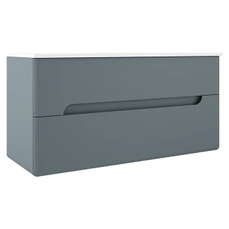 Dobbelt Underskab <strong>Rondo</strong>  Blå Mat 120 cm med Vask Hvid Blank