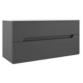 Dobbelt Underskab <strong>Rondo</strong>  Mørkegrå Mat 120 cm med Vask Hvid Blank