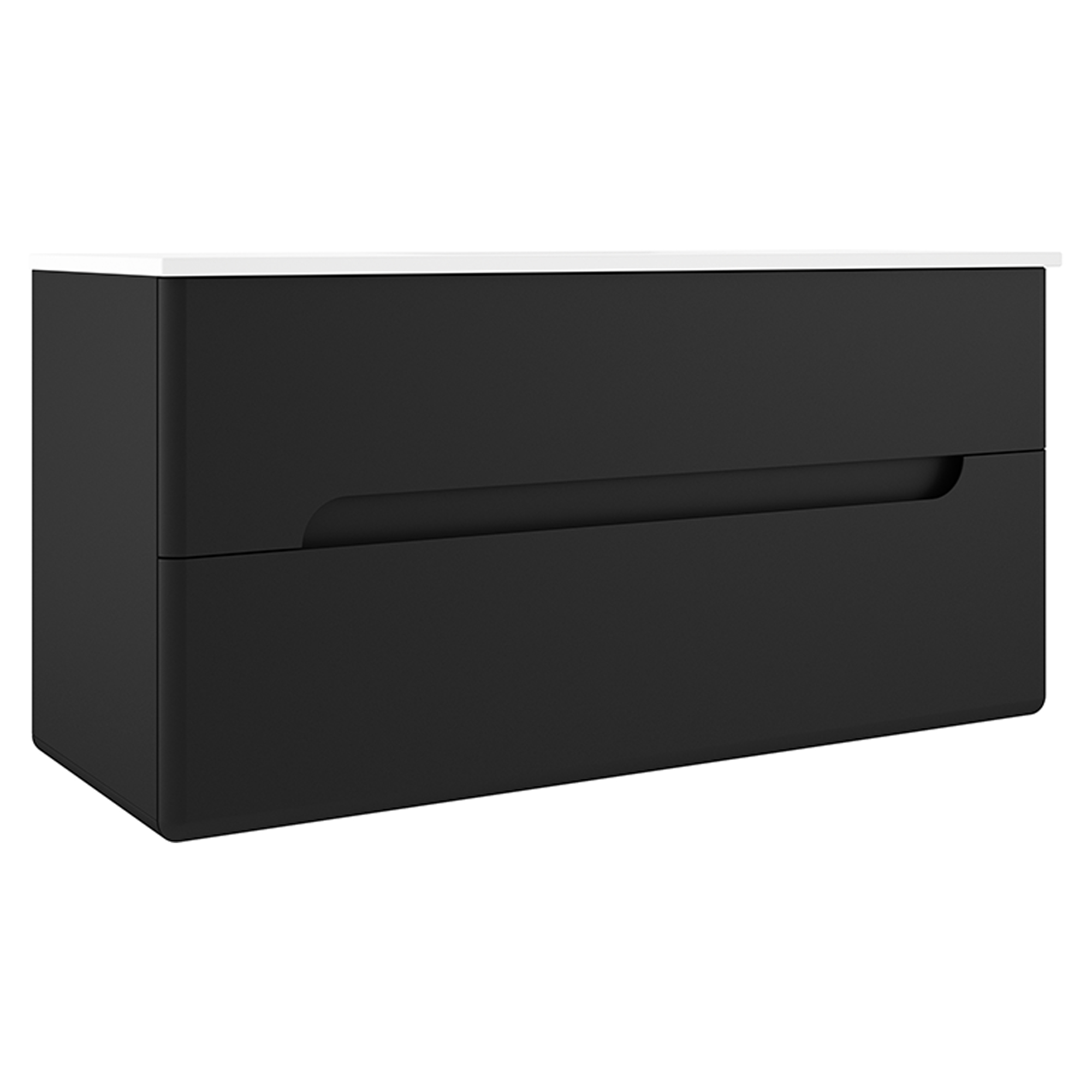 Dobbelt Underskab Rondo Sort Mat 120 cm med Vask Hvid Blank