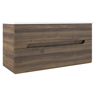 Dobbelt Underskab <strong>Rondo</strong>  Valnød Mat 120 cm med Vask Hvid Blank