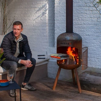 BonFeu Grillsæt med Ildsted BonBono Cortenstål, Regnhætte & Overtræk