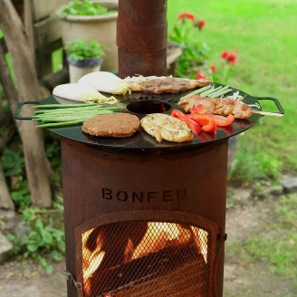 BonFeu Grillsæt med Ildsted BonGiano LP Cortenstål, Plancha & Overtræk